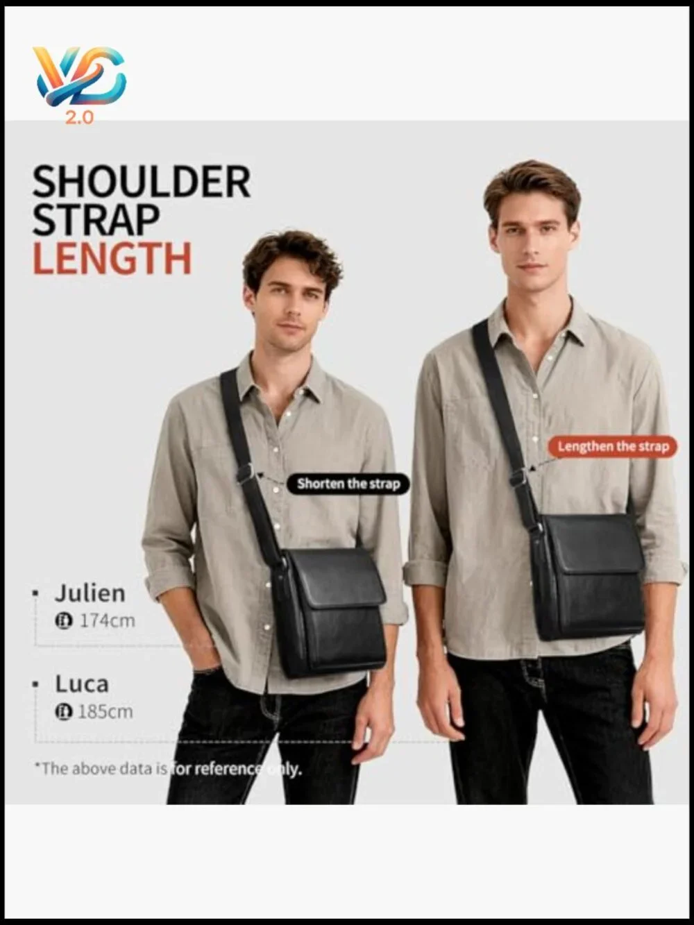 Messenger Crossbody Shoulder Bag for Men Work Business Casual Adjustable Strap